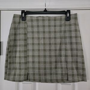 Full Tilt Green Checkered Mini Skirt